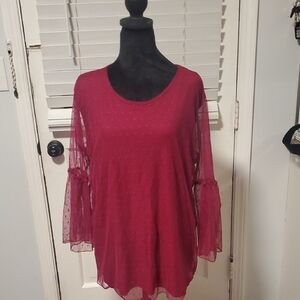 Knapp Studio Sheer Burgundy Blouse Blouse